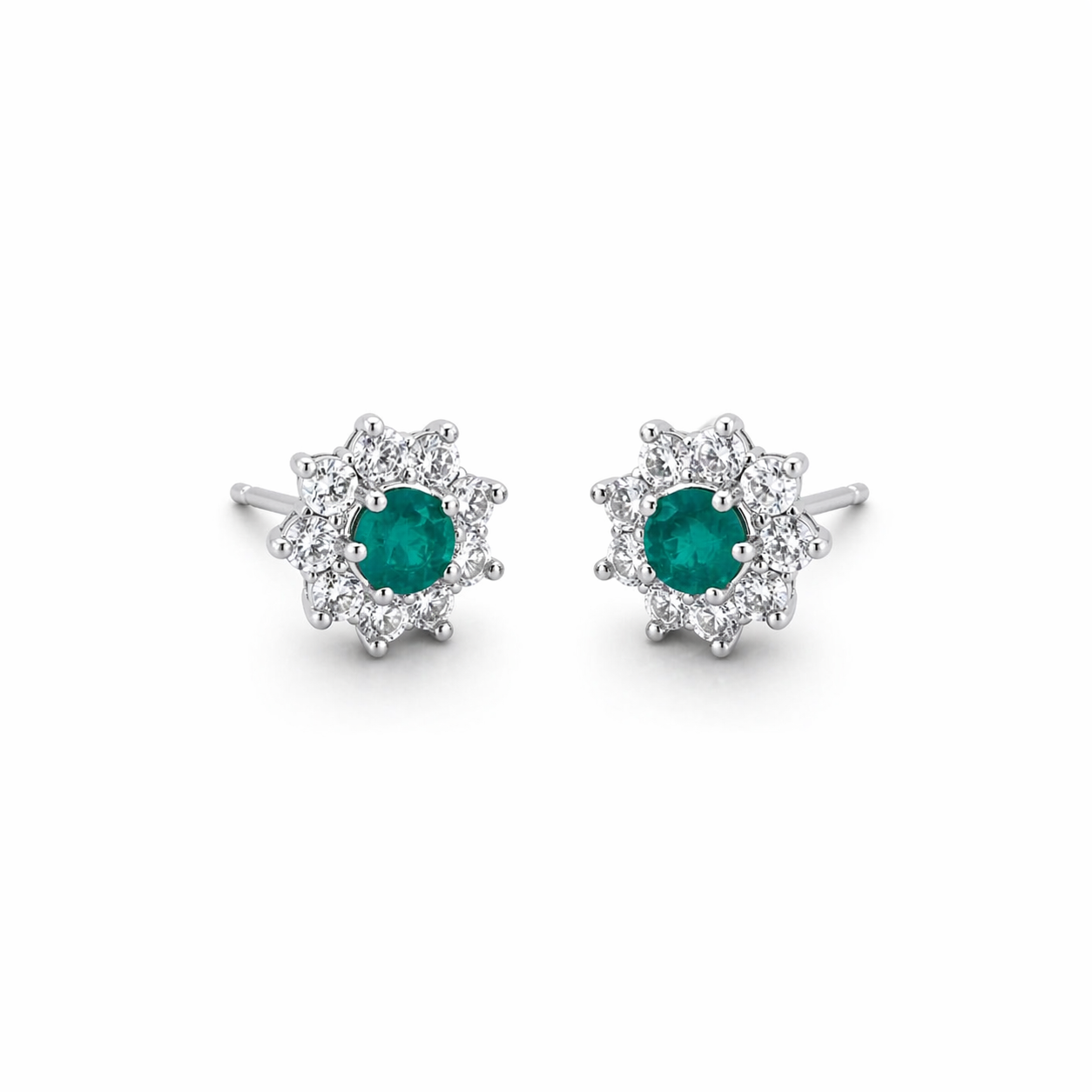 Brinco Flor com Zirconia Verde