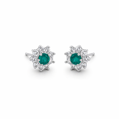 Brinco Flor com Zirconia Verde