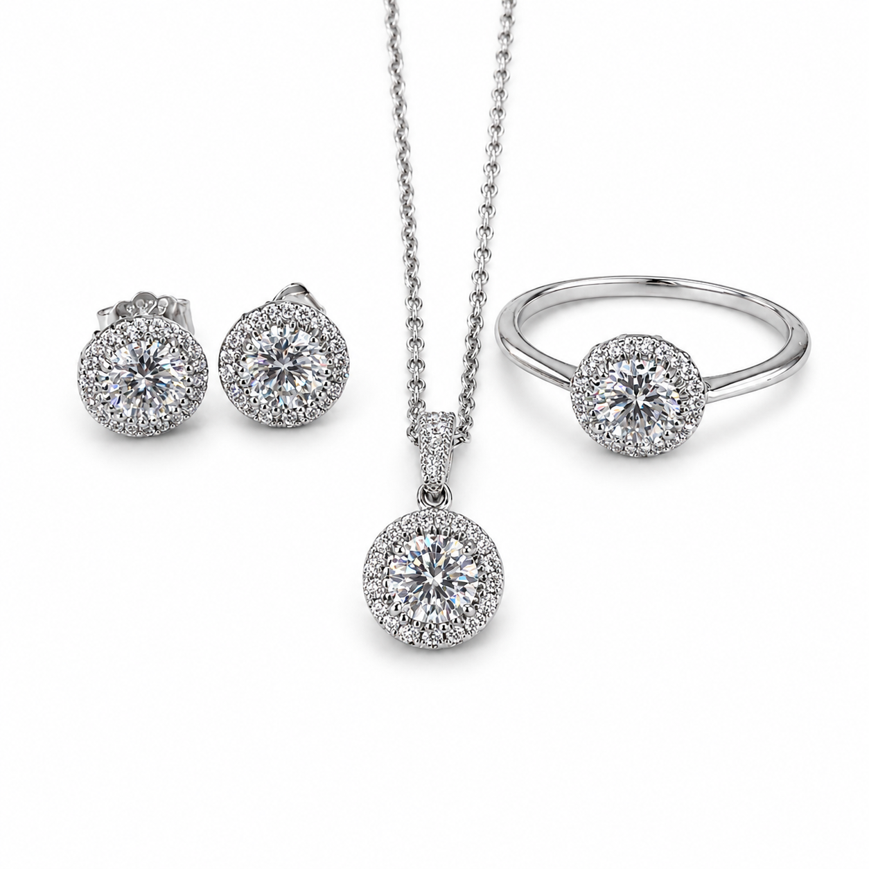Conjunto Moissanite - Pedra Redonda